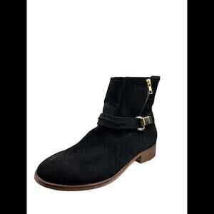 Steve Madden Black Suede  Buckle Harness Ankle Boots Womens Size 7.5 M